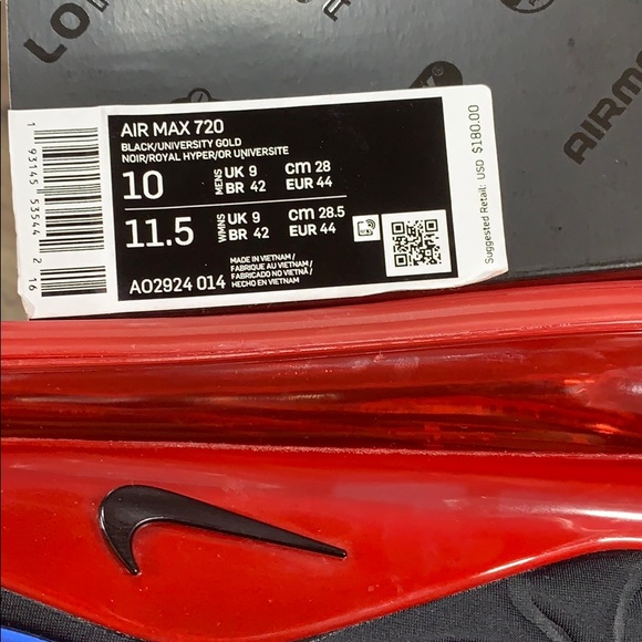 NIKE AIR MAX 720 Black/University Gold - Picture 16 of 16